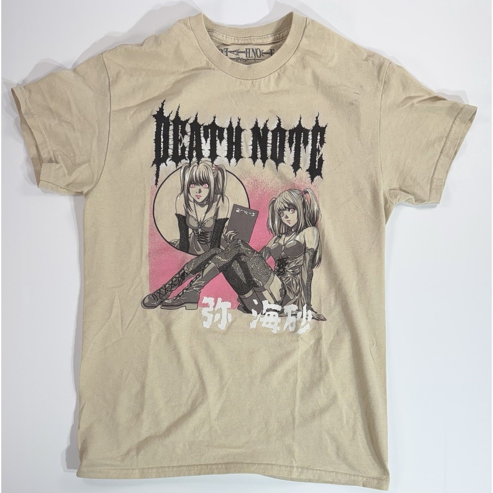 Death Note Anime Graphic T Shirt Ryuk Misa Gothic Print Tan Mens Small